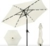 Outdoor Solar Patio Umbrella w/ Push Button Tilt, Crank Lift - 7.5ft