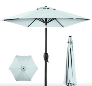 Outdoor Market Patio Umbrella w/ Push Button Tilt, Crank Lift - 7.5ft