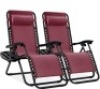 Set of 2 Adjustable Zero Gravity Patio Chair Recliners w/ Cup Holders