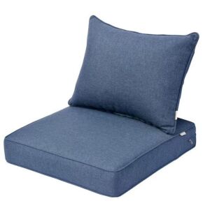 Tecci 25 in. x 25 in. Olefin 2-Piece Deep Seating Outdoor Lounge Chair Cushion in Denim Blue 