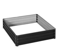 Outsunny 4 ft. x 4 ft. x 1 ft. Grey Steel Raised Garden Bed Box with Weatherized Steel Frame&nbsp;