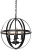 4-Light 15.8" Rustic Farmhouse Pendant Chandelier with Industrial Metal Spherical Shade - Appears New&nbsp;