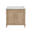 Aberdeen 36 in. Single Sink Freestanding Antique Oak Bath Vanity with Carrara Marble Top