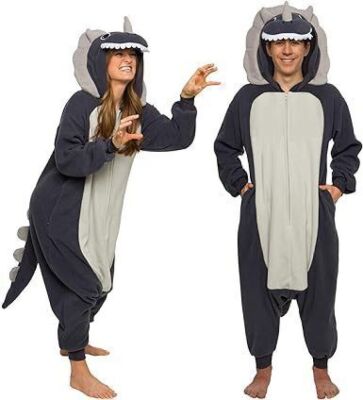 Funziez! Silver Lilly Adult Plush One Piece Cosplay Triceratops Costume, XL 