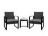 Black 3-Piece Outdoor Wicker Patio Furniture Set with Gray&nbsp;Cushion