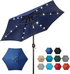 Blissun 7.5 ft Solar Market Patio Umbrella