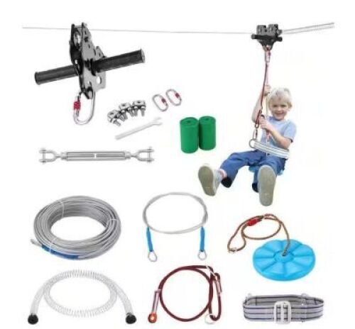 Backyard Outdoor Quick Setup 100 ft. Zip Line Kit&nbsp;Up to 500 lbs.