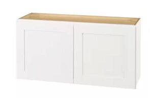 Lot of (2) Hampton Bay Avondale 36 in. W x 12 in. D x 18 in. H Ready to Assemble Plywood Shaker Wall Bridge Kitchen Cabinet in Alpine White - 1 New, 1 Return