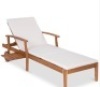 Adjustable Acacia Wood Chaise Lounge Chair w/ Side Table, Wheels - 79x26in