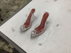 Pointy Toe Clear Slingback Heels, Size 41 