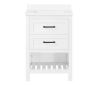 Autumn 24 in. W x 19 in. D x 34 in. H Single Sink Bath Vanity in White with White Engineered Stone Top 