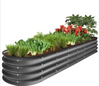 Outdoor Metal Raised Oval Garden Bed for Vegetables, Flowers - 8x2x1ft