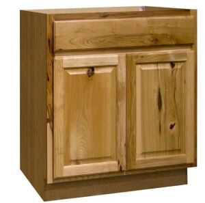 Hampton Bay Hampton 30 in. W x 24 in. D x 34.5 in. H Assembled Sink Base Kitchen Cabinet in Natural Hickory without Shelf