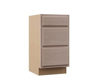 Hampton Bay 18 in. W x 24 in. D x 34.5 in. H Assembled Drawer Base Kitchen Cabinet in Unfinished with Recessed Panel