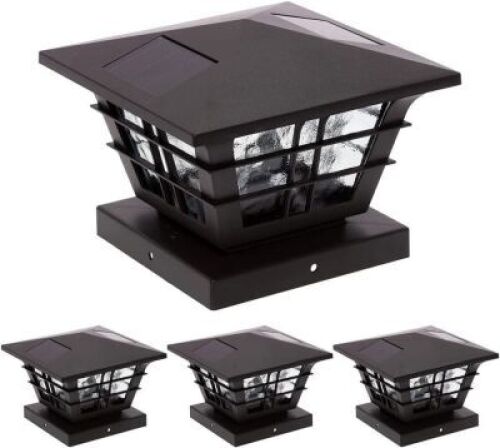 GreenLighting Cape Cod Solar Powered Post Cap Light for 4x4 or 5x5 Posts, 4 Pack 