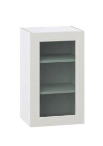 J Collection Littleton Painted 18 in. W x 30 in. H x 14 in. D in Gray Shaker Assembled Wall Kitchen Cabinet with Glass Door 