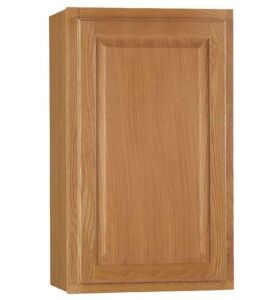 Hampton Bay Hampton 18 in. W x 12 in. D x 30 in. H Assembled Wall Kitchen Cabinet in Medium Oak