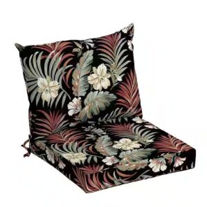 Arden Selections 21 in. x 21 in. Simone Black Tropical Outdoor Dining Chair Cushion 