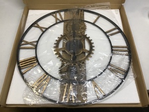 Large Wall Clock, Bronze Finish, Approx 24" - Appears New