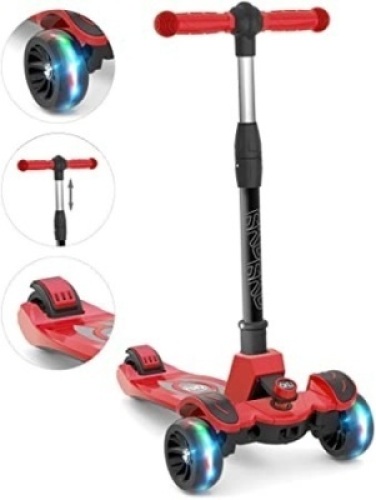 6KU Kids Scooter with Adjustable Height, Widened Flash Wheels - New
