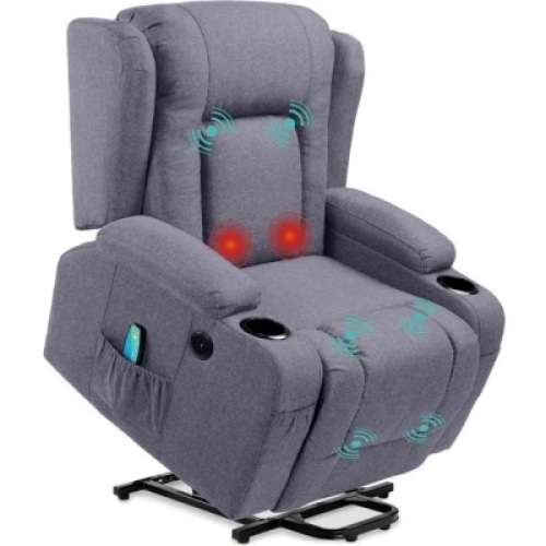Electric Power Lift Recliner Massage Chair w/ Heat, USB Port, Cupholders&nbsp;36.5"(L) x 33"(W) x 41"(H)