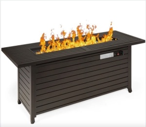 50,000 BTU Rectangular Propane Gas Fire Pit Table w/ Storage, Cover - 57in