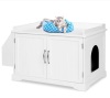 Large Wooden Cat Litter Box Enclosure & Storage Cabinet w/ Magazine Rack