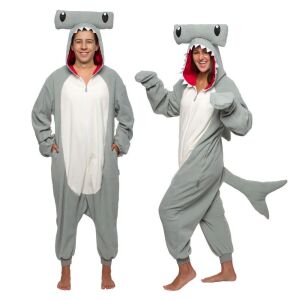 Funziez! Plush Adult Onesie Hammerhead Shark Costume, Medium