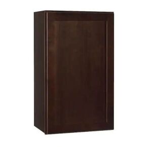 Hampton Bay Shaker 18 in. W x 12 in. D x 30 in. H Assembled Wall Kitchen Cabinet in Java