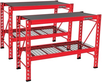 Craftsman 2-Shelf 3-Foot Tall Stackable Tool Chest Depth Storage Rack, 2-Pack, Red. Appears New