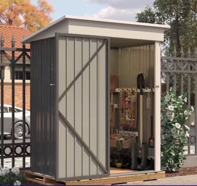 5 ft. W x 3 ft. D Outdoor Storage Metal Shed Utility Patio Shed for Garden and Backyard 15 sq. ft. in Gray
