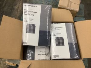 Case of (6) Ikea BRUNKRISSLA King Duvet Cover and 2 Pillowcases