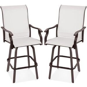 Set of 2 Swivel Barstools w/ 360 Rotation, All-Weather Mesh