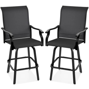 Set of 2 Swivel Barstools w/ 360 Rotation, All-Weather Mesh