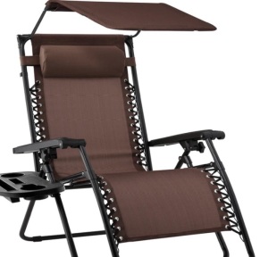 Folding Zero Gravity Recliner Patio Lounge Chair w/ Canopy, Side Tray