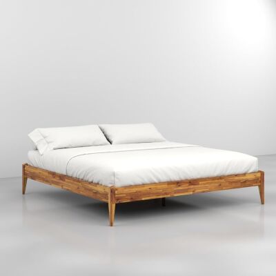 Bme Dinkee King Solid Wood Platform Bed Frame 15 Inch, Wood Slat Support