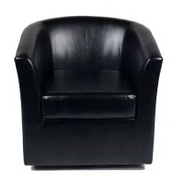 Noble House Daymian Black PU Swivel Club Chair