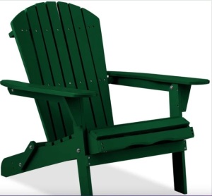 Folding Wooden Adirondack Chair, Accent Furniture w/ Natural Woodgrain