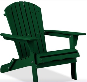 Folding Wooden Adirondack Chair, Accent Furniture w/ Natural Woodgrain