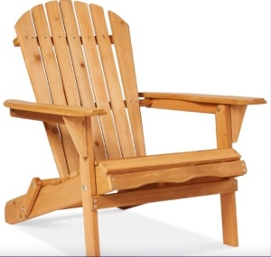 Folding Wooden Adirondack Chair, Accent Furniture w/ Natural Woodgrain