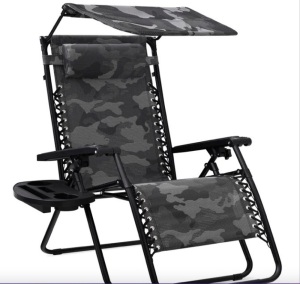 Folding Zero Gravity Recliner Patio Lounge Chair w/ Canopy, Side Tray