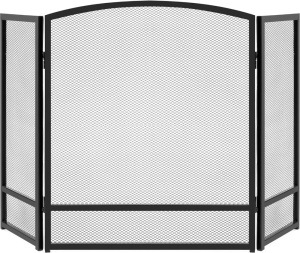 3-Panel Simple Steel Mesh Fireplace Screen, Fire Spark Guard Grate for Living Room Home Decor w/Rustic Worn Finish