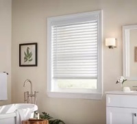 White Cordless 2 in. Faux Wood Blind 27" wide, 64" high