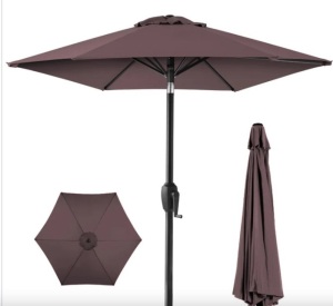 Outdoor Market Patio Umbrella w/ Push Button Tilt, Crank Lift - 7.5ft