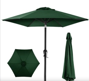 Outdoor Market Patio Umbrella w/ Push Button Tilt, Crank Lift - 7.5ft