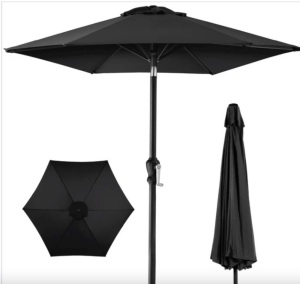 Outdoor Steel Market Patio Umbrella Decoration w/ Tilt, Crank Lift - 10ft