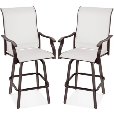 Set of 2 Swivel Barstools w/ 360 Rotation, All-Weather Mesh