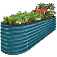 Metal Raised Garden Bed, Oval Outdoor Planter Box for Vegetables - 8x2x2ftmissing rubber bumper 4 bracing rods