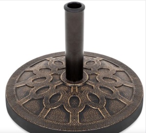 18in Round Patio Umbrella Base Stand w/ Rustic Finish