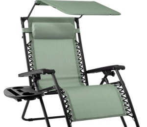 Folding Zero Gravity Recliner Patio Lounge Chair w/ Canopy, Side Tray